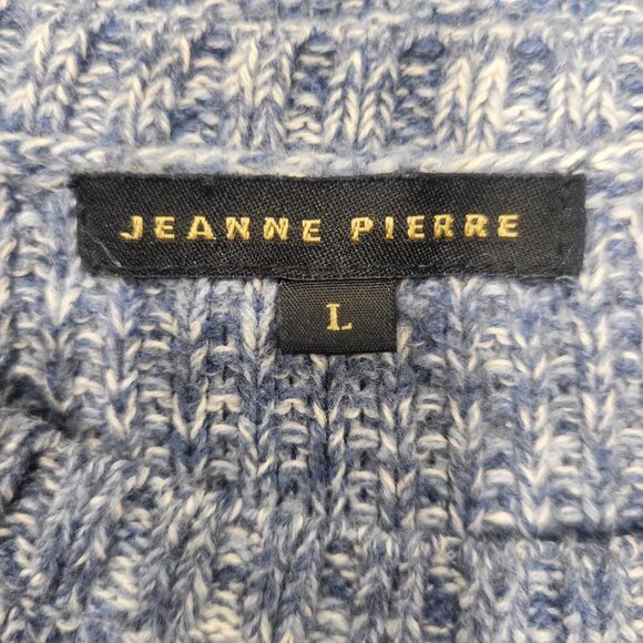 Jeanne Pierre Lovely Round Neck, Heather Blue Cable Knit Sweater - Size L - Picture 10 of 10